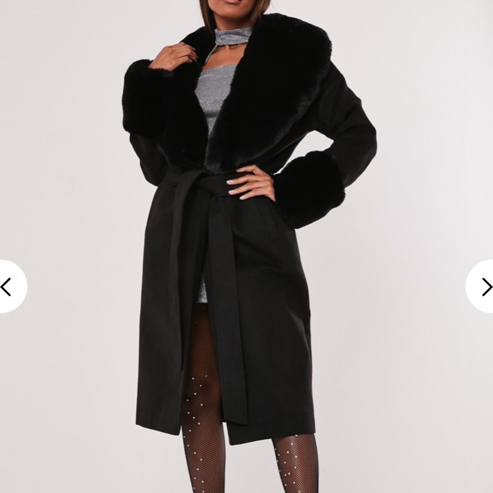 faux fur collar and cuff coat ( new without tag)!